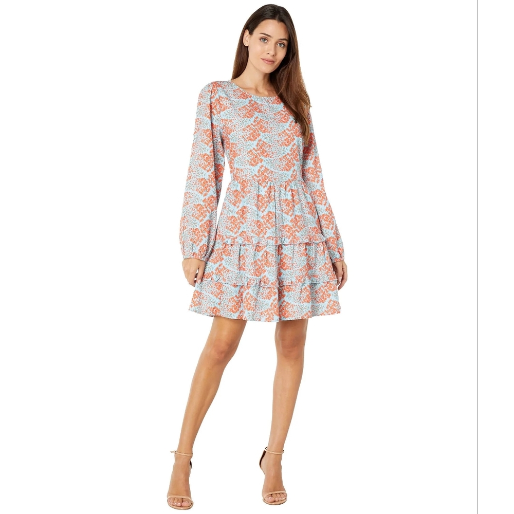 Roller Rabbit Orange and Blue Nori Dress Medium Pima Cotton